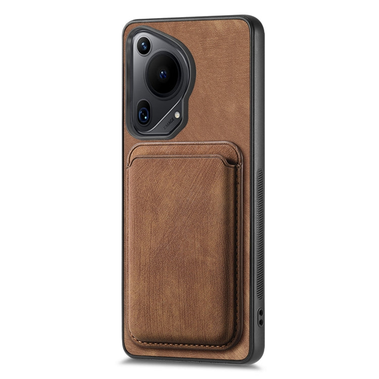 For Huawei Pura 70 Ultra Retro Leather Card Bag Magnetic Phone Case(Brown)