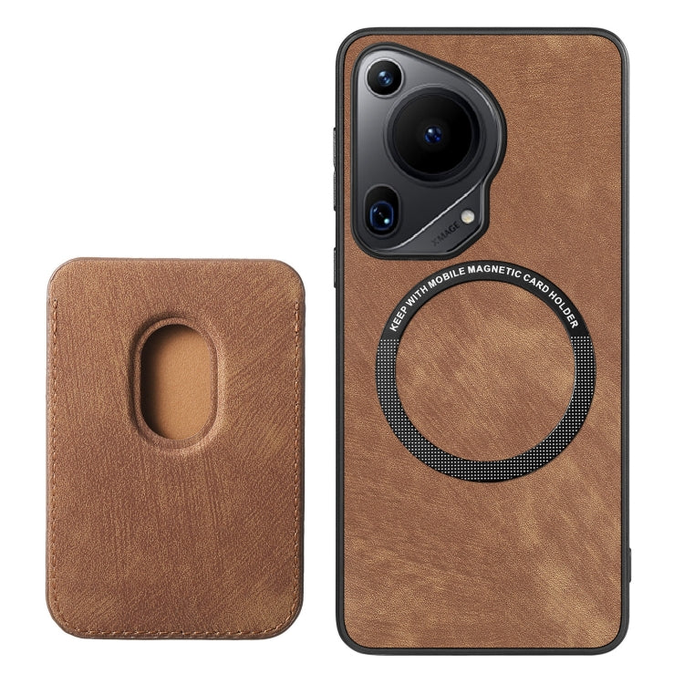 For Huawei Pura 70 Ultra Retro Leather Card Bag Magnetic Phone Case(Brown)