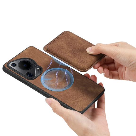 For Huawei Pura 70 Ultra Retro Leather Card Bag Magnetic Phone Case(Brown)