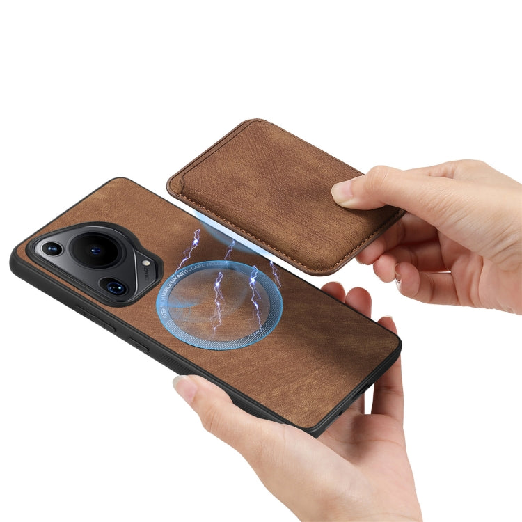 For Huawei Pura 70 Ultra Retro Leather Card Bag Magnetic Phone Case(Brown)