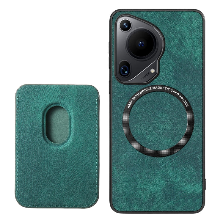 For Huawei Pura 70 Ultra Retro Leather Card Bag Magnetic Phone Case(Green)