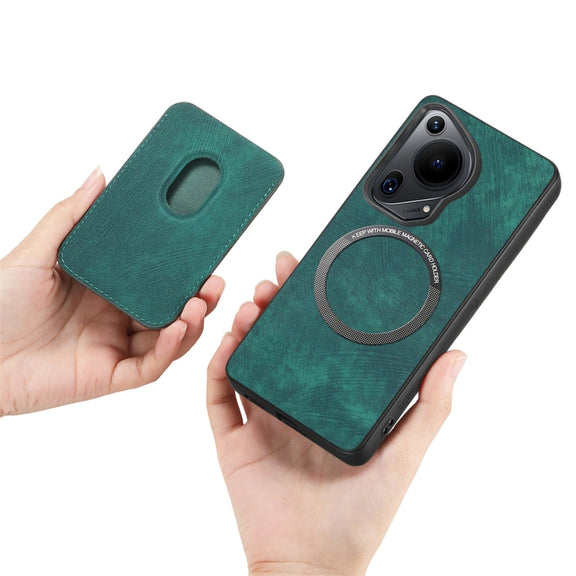 For Huawei Pura 70 Ultra Retro Leather Card Bag Magnetic Phone Case(Green)