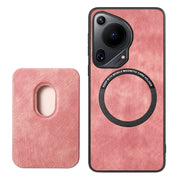 For Huawei Pura 70 Ultra Retro Leather Card Bag Magnetic Phone Case(Pink)