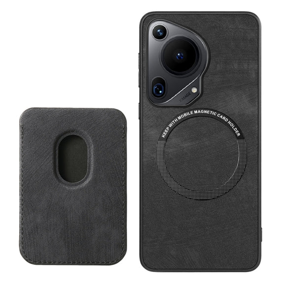 For Huawei Pura 70 Ultra Retro Leather Card Bag Magnetic Phone Case(Black)