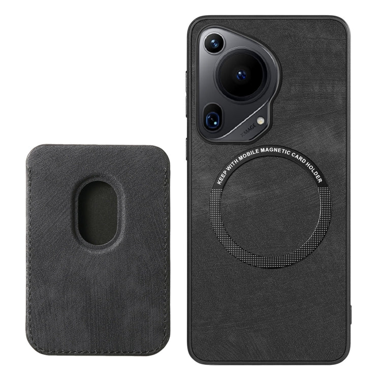 For Huawei Pura 70 Ultra Retro Leather Card Bag Magnetic Phone Case(Black)