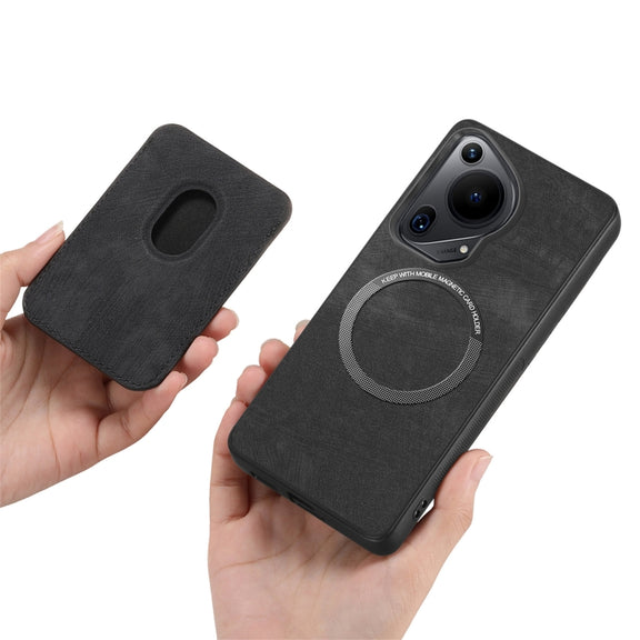 For Huawei Pura 70 Ultra Retro Leather Card Bag Magnetic Phone Case(Black)