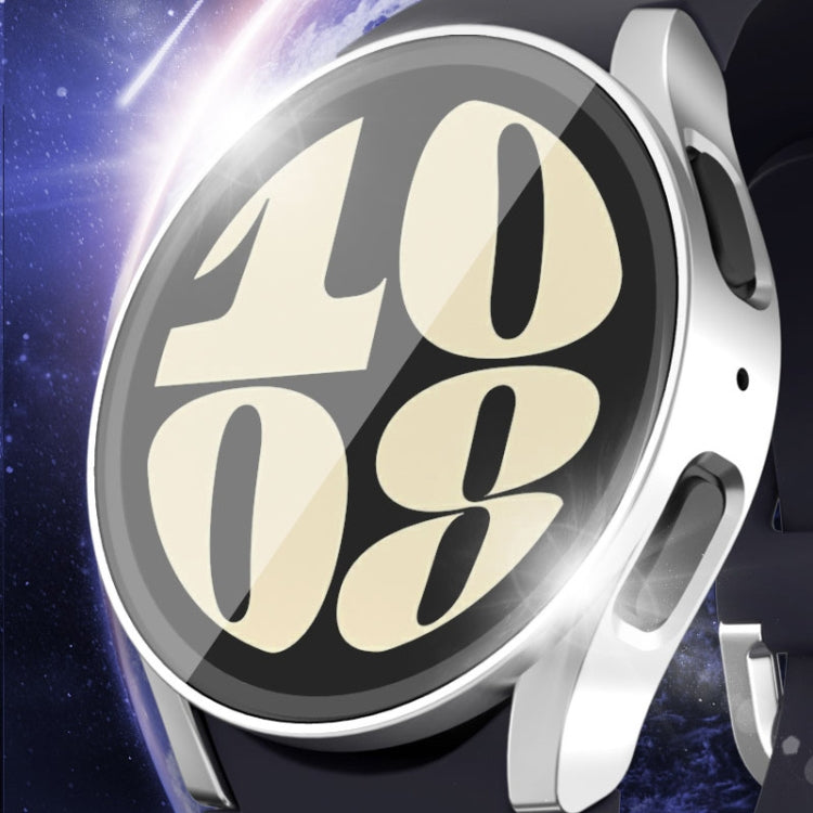 For Samsun Galaxy Watch 7 44mm PC + Tempered Film Integrated Watch Protective Case(White) - Watch Cases by PMC TechLife | Online Shopping South Africa | PMC TechLife | Buy Now Pay Later Mobicred