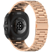 For Samsung Galaxy Watch Ultra 47mm Three Beads Stainless Steel Metal Watch Band(Rose Gold)