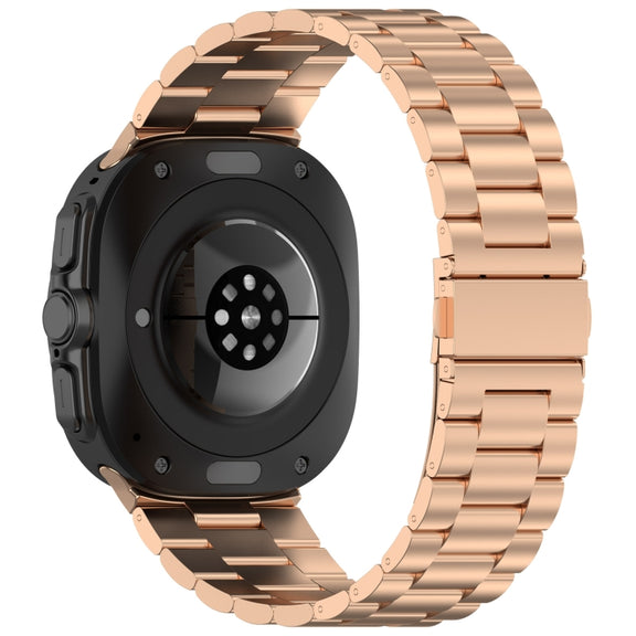 For Samsung Galaxy Watch Ultra 47mm Three Beads Stainless Steel Metal Watch Band(Rose Gold)