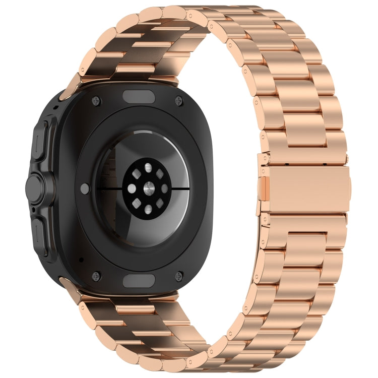 For Samsung Galaxy Watch Ultra 47mm Three Beads Stainless Steel Metal Watch Band(Rose Gold)