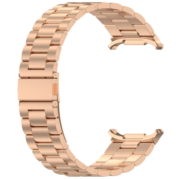 For Samsung Galaxy Watch Ultra 47mm Three Beads Stainless Steel Metal Watch Band(Rose Gold)