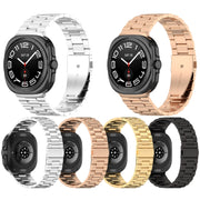 For Samsung Galaxy Watch Ultra 47mm Three Beads Stainless Steel Metal Watch Band(Rose Gold)
