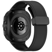 For Samsung Galaxy Watch Ultra 47mm Magnetic Folding Buckle Silicone Leather Watch Band(Black)