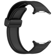 For Samsung Galaxy Watch Ultra 47mm Magnetic Folding Buckle Silicone Leather Watch Band(Black)
