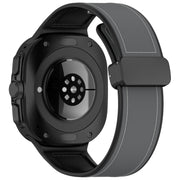 For Samsung Galaxy Watch Ultra 47mm Magnetic Folding Buckle Silicone Leather Watch Band(Gray)