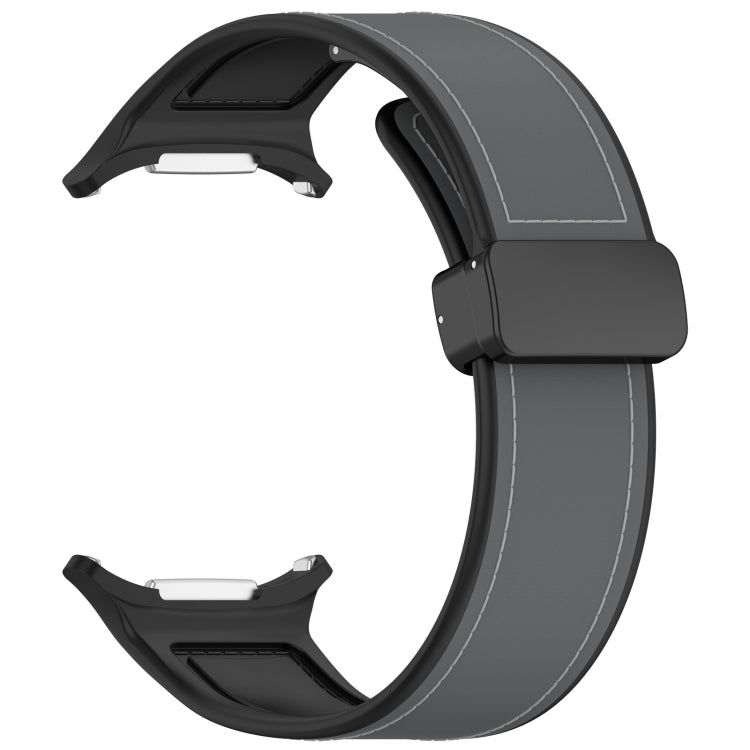For Samsung Galaxy Watch Ultra 47mm Magnetic Folding Buckle Silicone Leather Watch Band(Gray)
