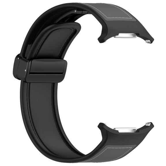 For Samsung Galaxy Watch Ultra 47mm Magnetic Folding Buckle Silicone Leather Watch Band(Gray)