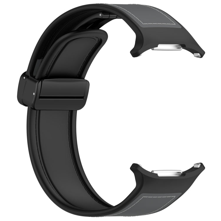 For Samsung Galaxy Watch Ultra 47mm Magnetic Folding Buckle Silicone Leather Watch Band(Gray)