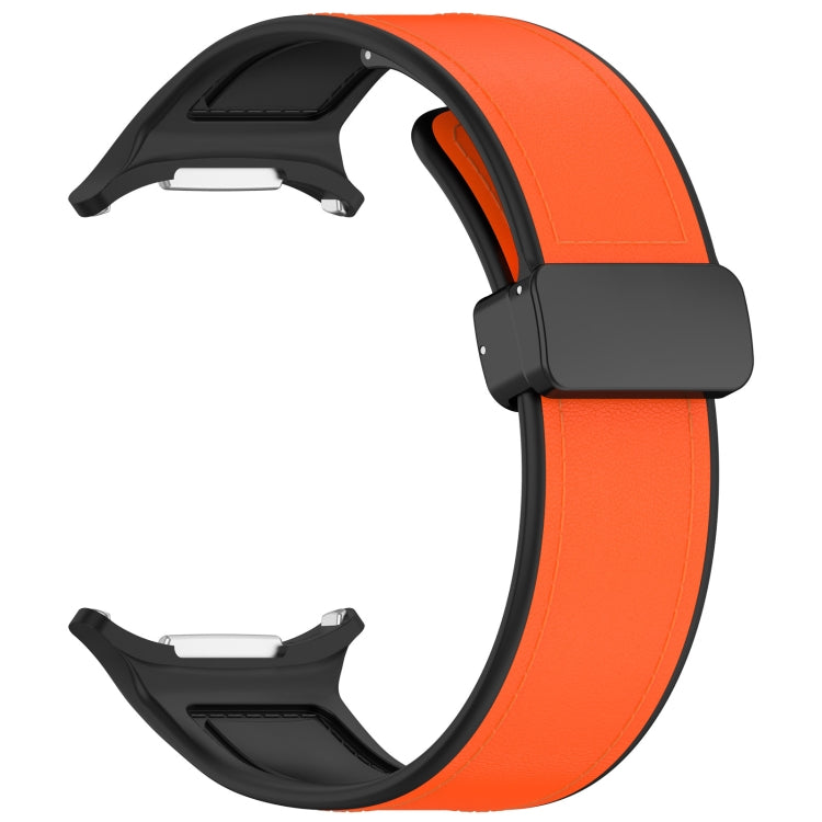 For Samsung Galaxy Watch Ultra 47mm Magnetic Folding Buckle Silicone Leather Watch Band(Orange)