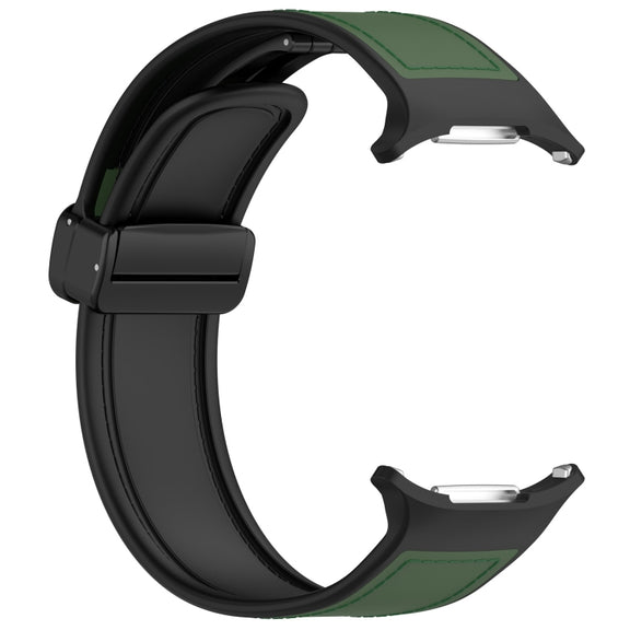 For Samsung Galaxy Watch Ultra 47mm Magnetic Folding Buckle Silicone Leather Watch Band(Green)