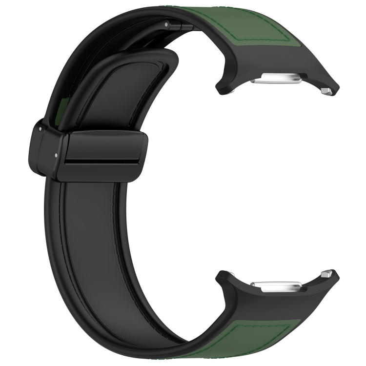 For Samsung Galaxy Watch Ultra 47mm Magnetic Folding Buckle Silicone Leather Watch Band(Green)