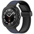 For Samsung Galaxy Watch Ultra 47mm Magnetic Folding Buckle Silicone Leather Watch Band(Dark Blue) - Watch Bands by PMC TechLife | Online Shopping South Africa | PMC TechLife | Buy Now Pay Later Mobicred