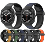 For Samsung Galaxy Watch Ultra 47mm Magnetic Folding Buckle Silicone Leather Watch Band(Orange)
