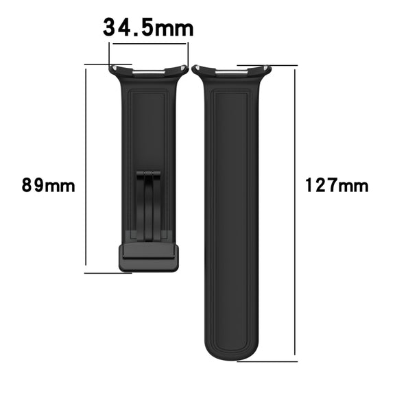 For Samsung Galaxy Watch Ultra 47mm Magnetic Folding Buckle Silicone Leather Watch Band(Dark Blue)