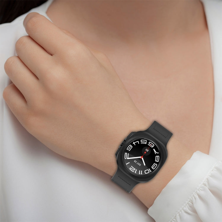 For Samsung Galaxy Watch Ultra 47mm Magnetic Folding Buckle Silicone Leather Watch Band(Gray) - Watch Bands by PMC TechLife | Online Shopping South Africa | PMC TechLife | Buy Now Pay Later Mobicred