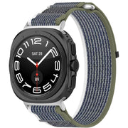 For Samsung Galaxy Watch Ultra 47mm Hook and Loop Fastener Loop Nylon Watch Band(Green+Grey)