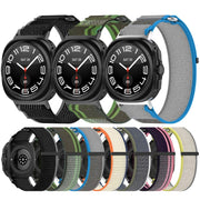 For Samsung Galaxy Watch Ultra 47mm Hook and Loop Fastener Loop Nylon Watch Band(Black+Gray)