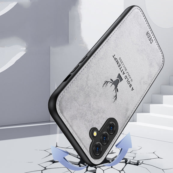 For Samsung Galaxy S25 5G Deer Head Cloth Skin All-inclusive Phone Case(Blue)