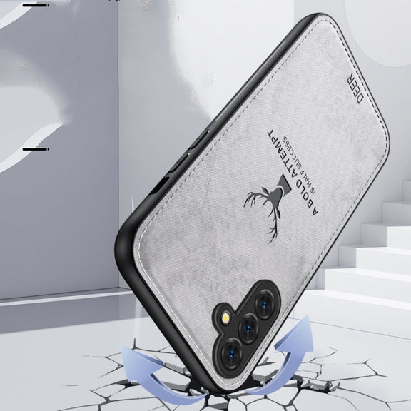 For Samsung Galaxy S25+ 5G Deer Head Cloth Skin All-inclusive Phone Case(White)