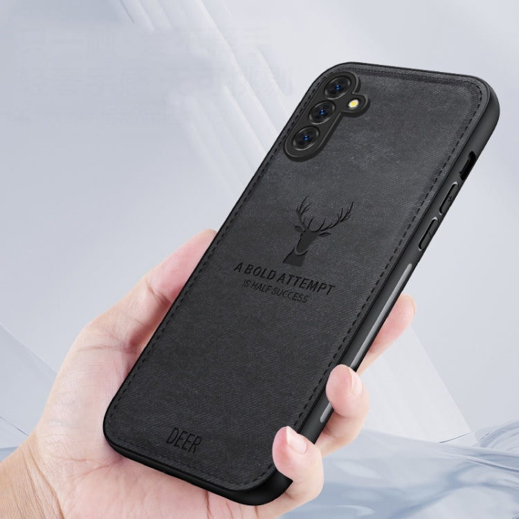 For Samsung Galaxy S25+ 5G Deer Head Cloth Skin All-inclusive Phone Case(White)