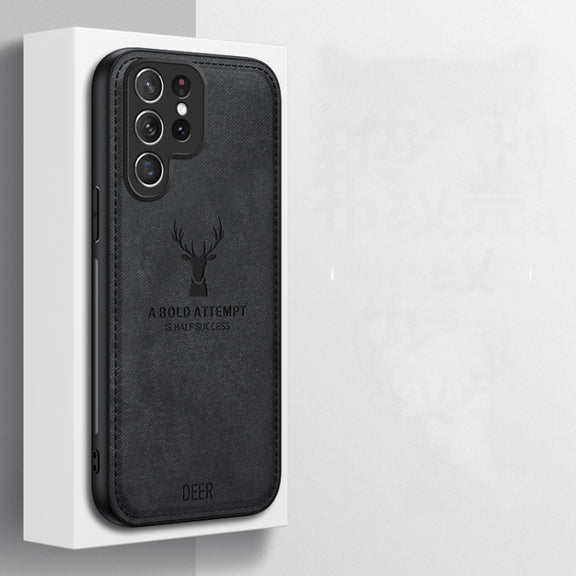 For Samsung Galaxy S25 Ultra 5G Deer Head Cloth Skin All-inclusive Phone Case(White)