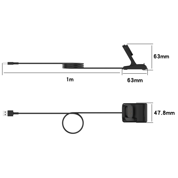 For Fitbit Ace LTE Vertical Watch Magnetic Charger With Chip Protection, Length: 1m(Black) - Charger by PMC TechLife | Online Shopping South Africa | PMC TechLife | Buy Now Pay Later Mobicred