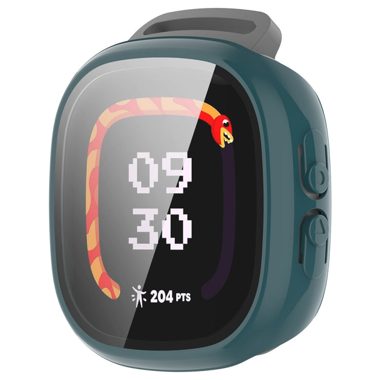 For Fitbit Ace LTE  PC + Tempered Glass Film Integrated Watch Protective Case(Pine Green)