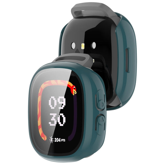 For Fitbit Ace LTE  PC + Tempered Glass Film Integrated Watch Protective Case(Pine Green)