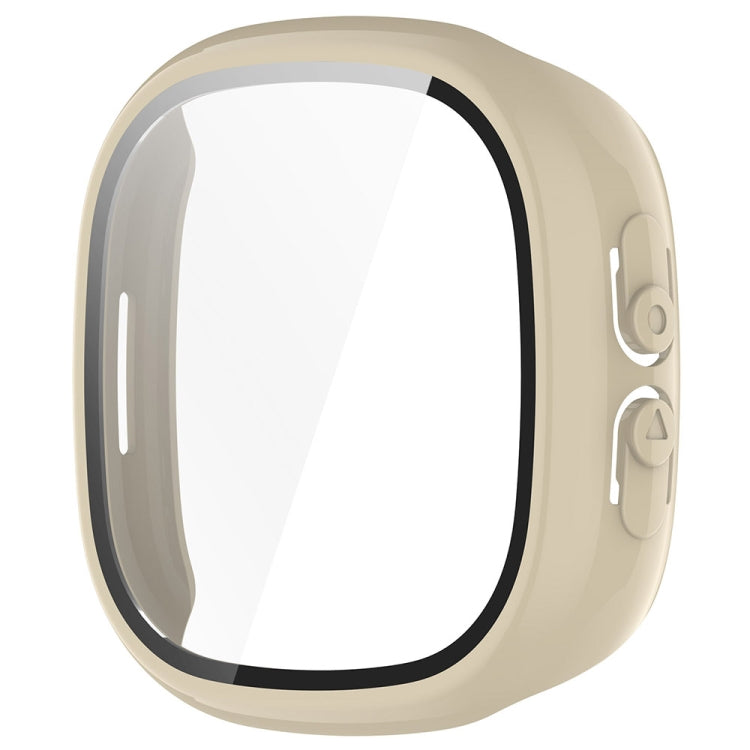 For Fitbit Ace LTE  PC + Tempered Glass Film Integrated Watch Protective Case(Ivory White)