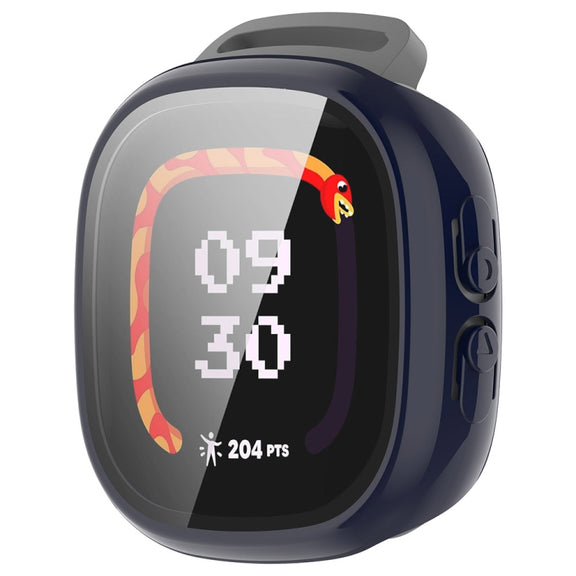 For Fitbit Ace LTE  PC + Tempered Glass Film Integrated Watch Protective Case(Ink Blue)