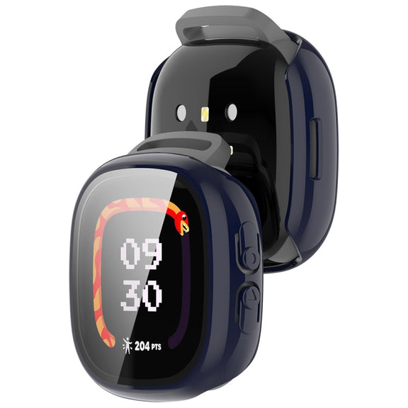 For Fitbit Ace LTE  PC + Tempered Glass Film Integrated Watch Protective Case(Ink Blue)