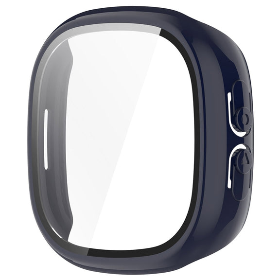 For Fitbit Ace LTE  PC + Tempered Glass Film Integrated Watch Protective Case(Ink Blue)