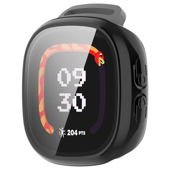 For Fitbit Ace LTE  PC + Tempered Glass Film Integrated Watch Protective Case(Black)