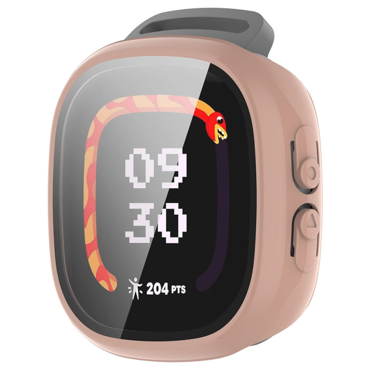 For Fitbit Ace LTE  PC + Tempered Glass Film Integrated Watch Protective Case(Sakura Pink) - Watch Cases by PMC TechLife | Online Shopping South Africa | PMC TechLife | Buy Now Pay Later Mobicred