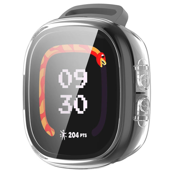 For Fitbit Ace LTE  PC + Tempered Glass Film Integrated Watch Protective Case(Transparent White)
