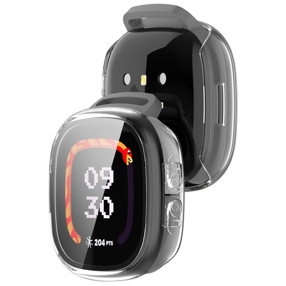 For Fitbit Ace LTE  PC + Tempered Glass Film Integrated Watch Protective Case(Transparent White)