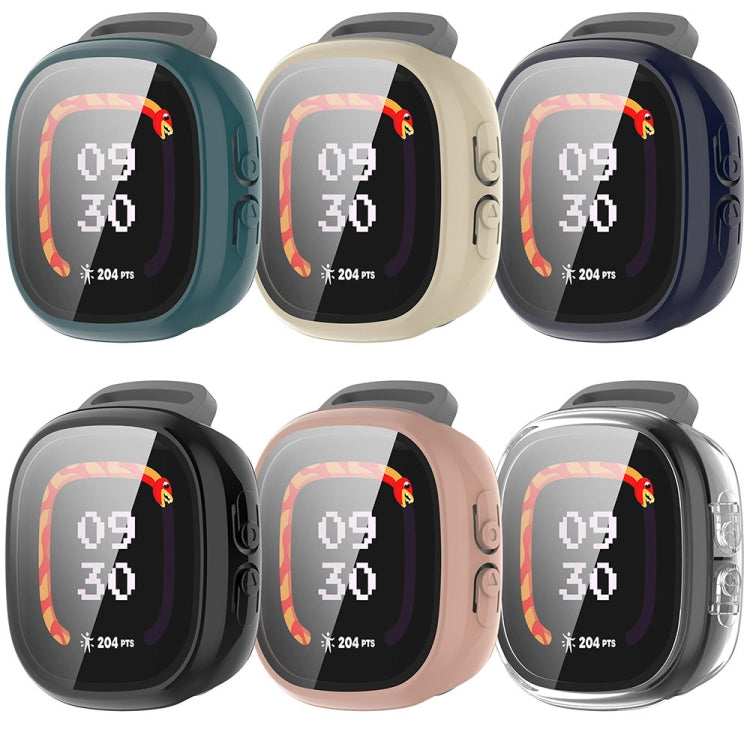 For Fitbit Ace LTE  PC + Tempered Glass Film Integrated Watch Protective Case(Transparent White)