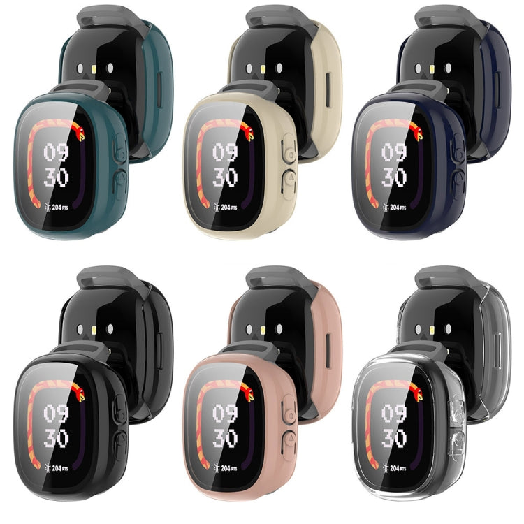 For Fitbit Ace LTE  PC + Tempered Glass Film Integrated Watch Protective Case(Black)