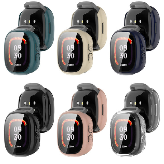For Fitbit Ace LTE  PC + Tempered Glass Film Integrated Watch Protective Case(Transparent White)