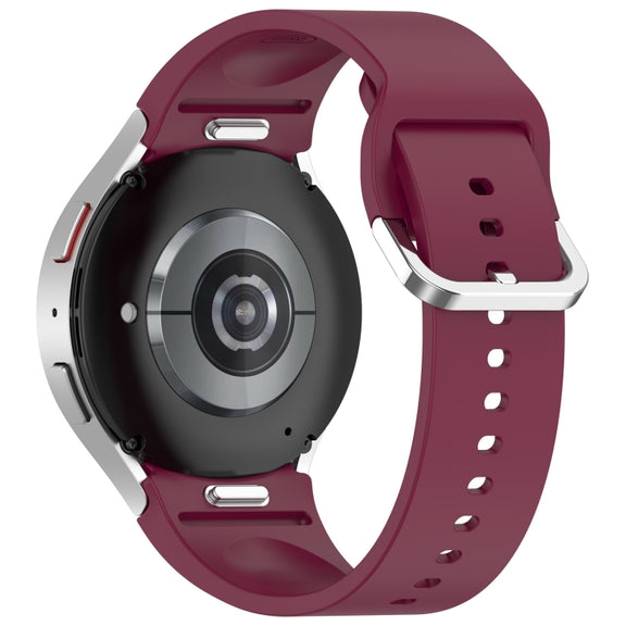 For Samsung Galaxy Watch7 40 / 44mm Solid Color Silver Buckle Quick Release Silicone Watch Band(Wine Red)